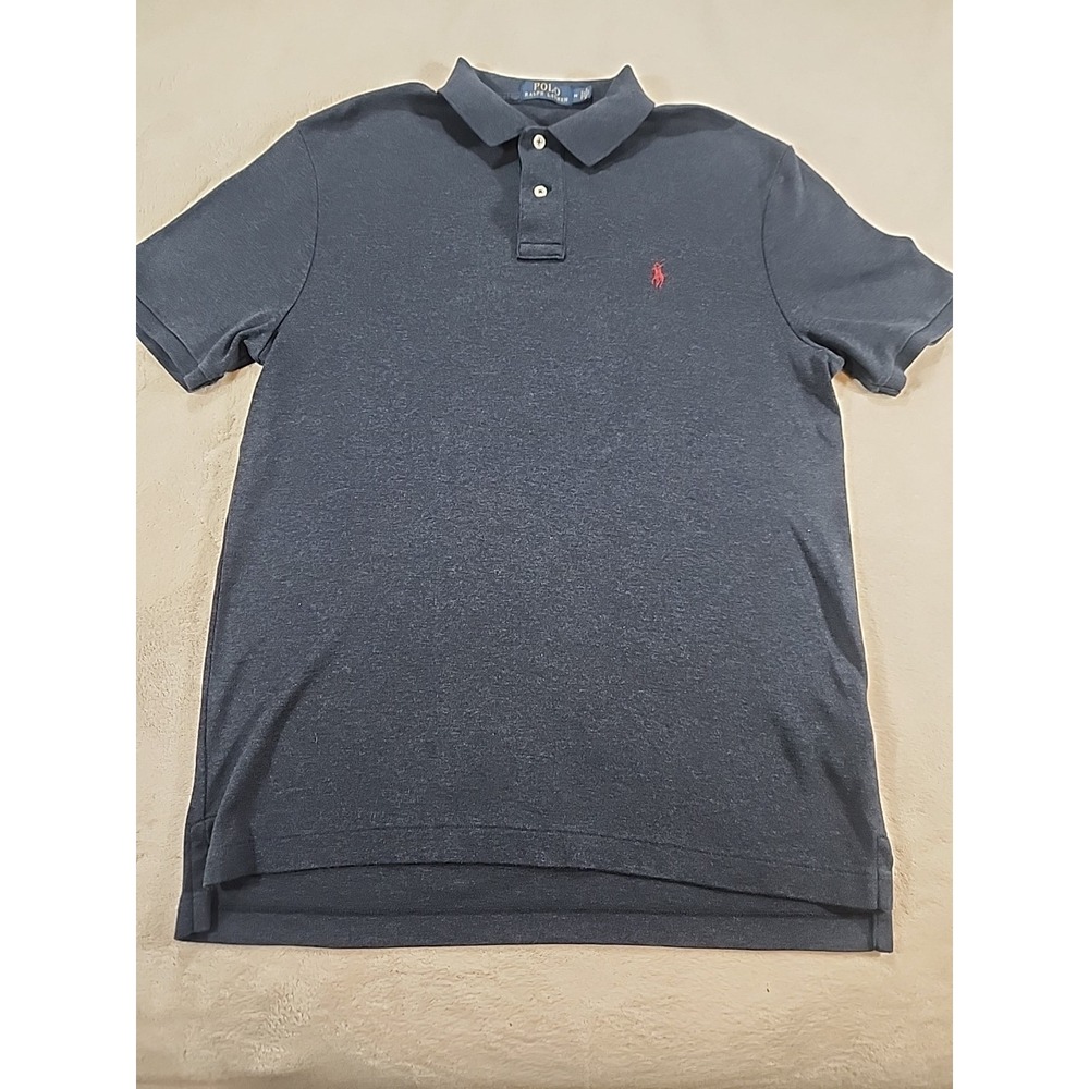 Polo by Ralph Lauren Men's Medium‎ Navy Blue Polo Shirt Maroon Pony Logo
